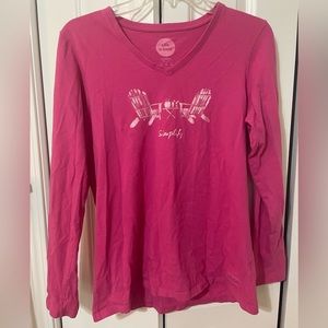 Pink Women’s Classic Fit Long Sleeve Life Is Good Shirt
